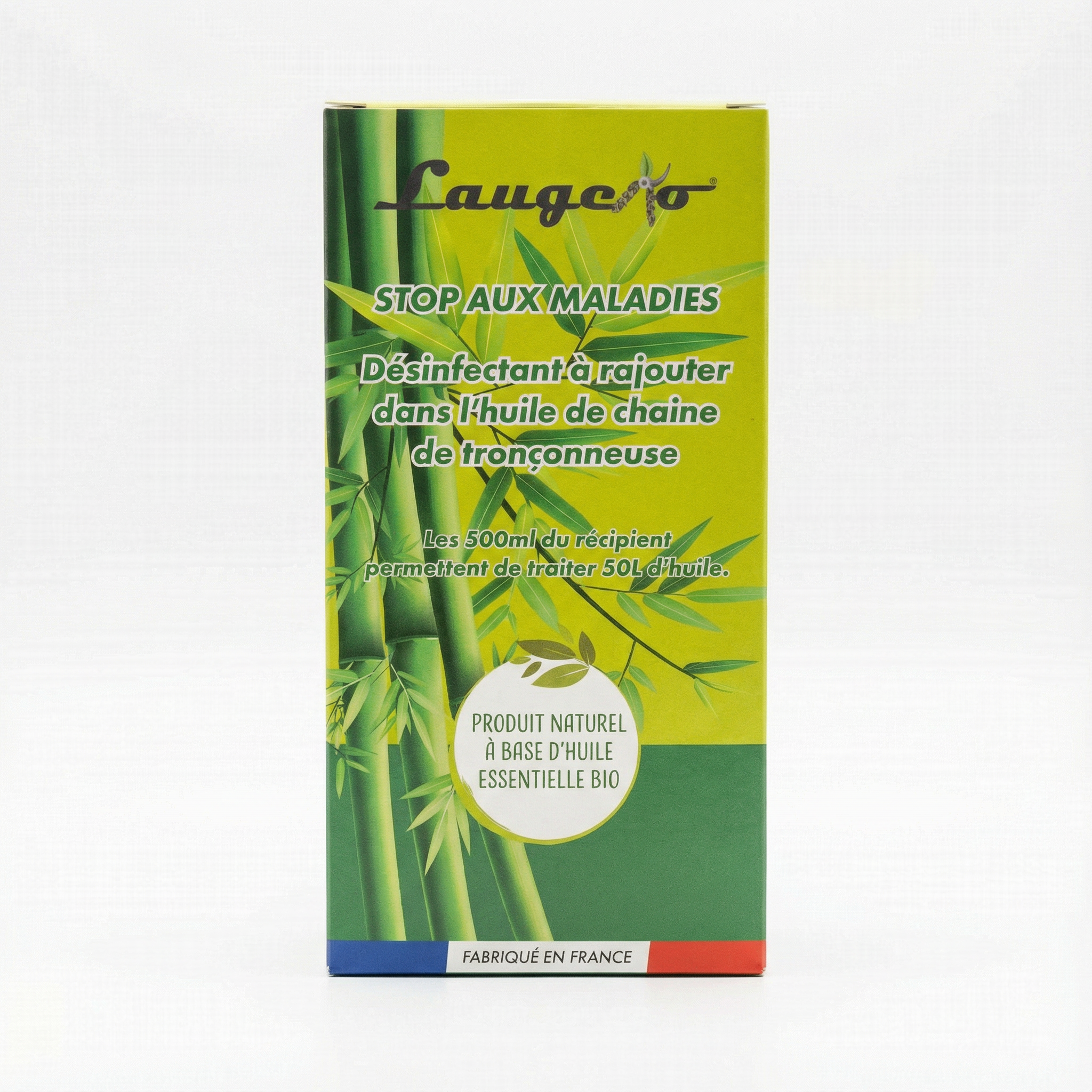 Additif désinfectant naturel pour huile de chaîne de tronçonneuse